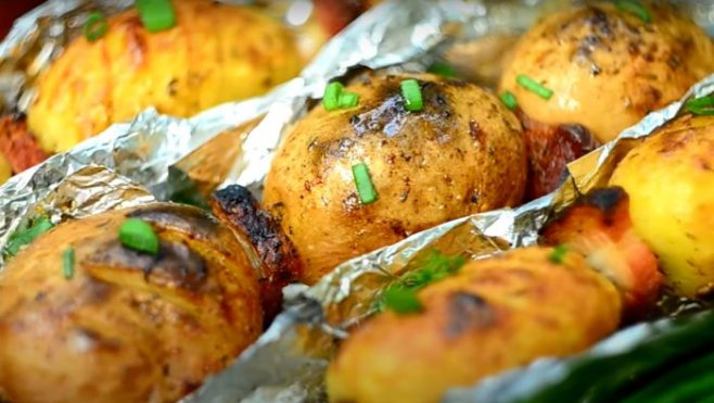 Картошка-Кебаб на углях лучший гарнир к шашлыку